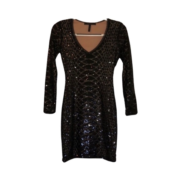 BCBGMaxAzria Sabryna Black Sequin Dress Size XS - Picture 1 of 4
